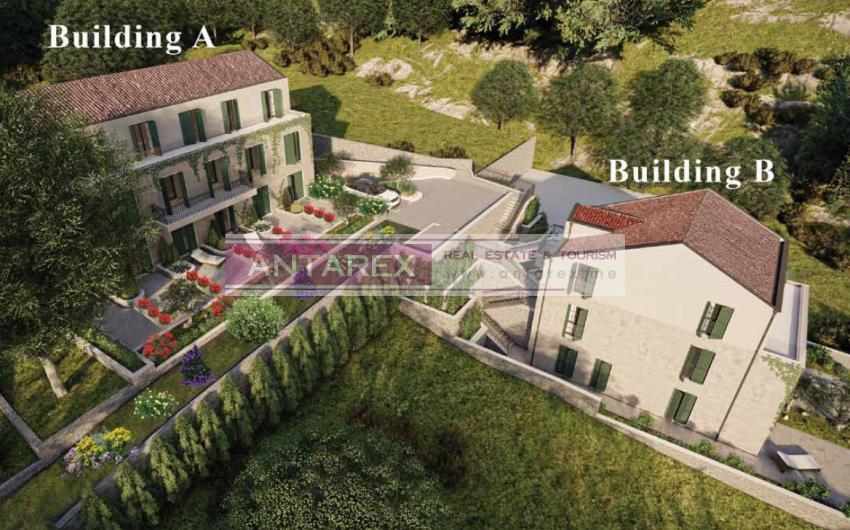 Купить апартаменты с видом на море в новом комплексе в Прчани, Черногория